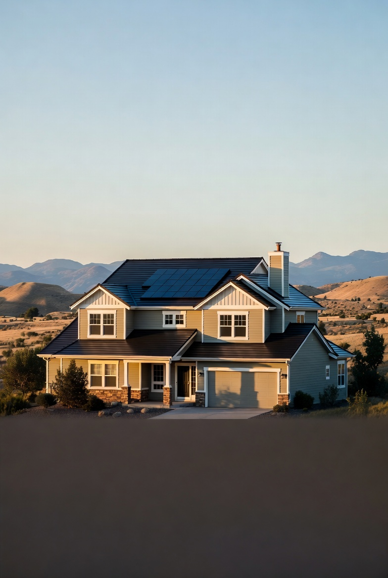 Idaho home with professional roofing and solar installation