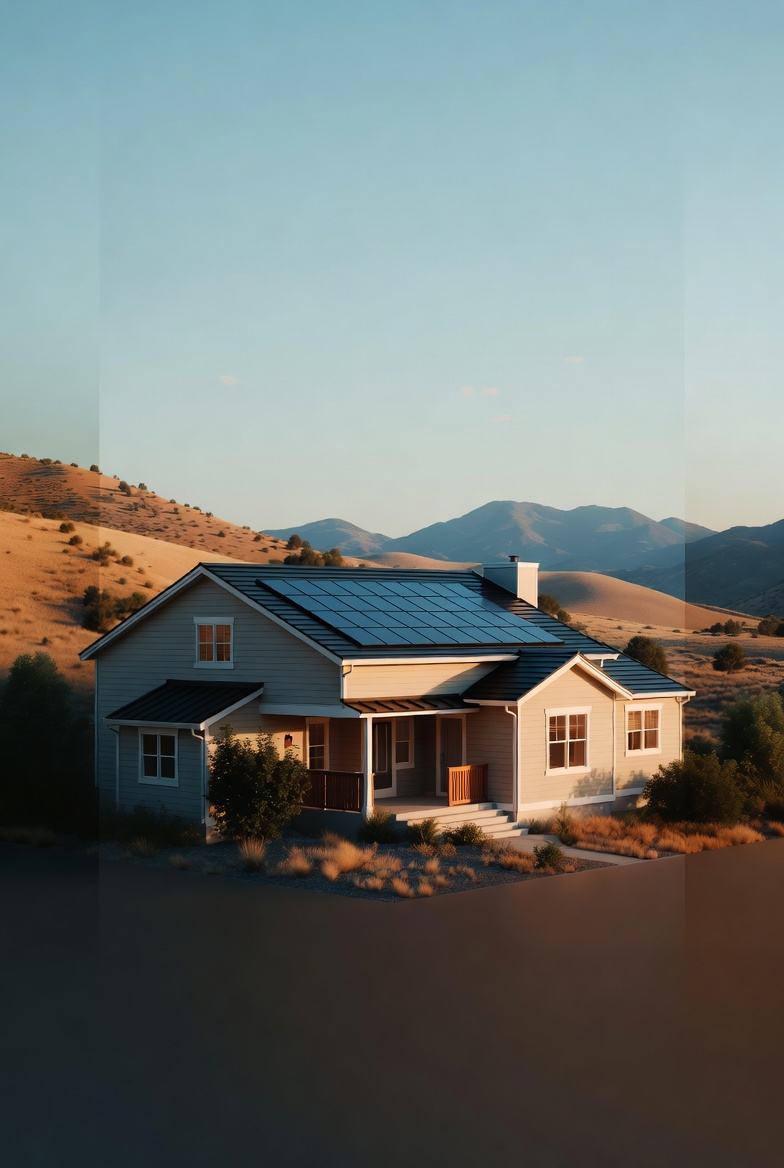 Idaho ranch home with solar panel installation in the foothills